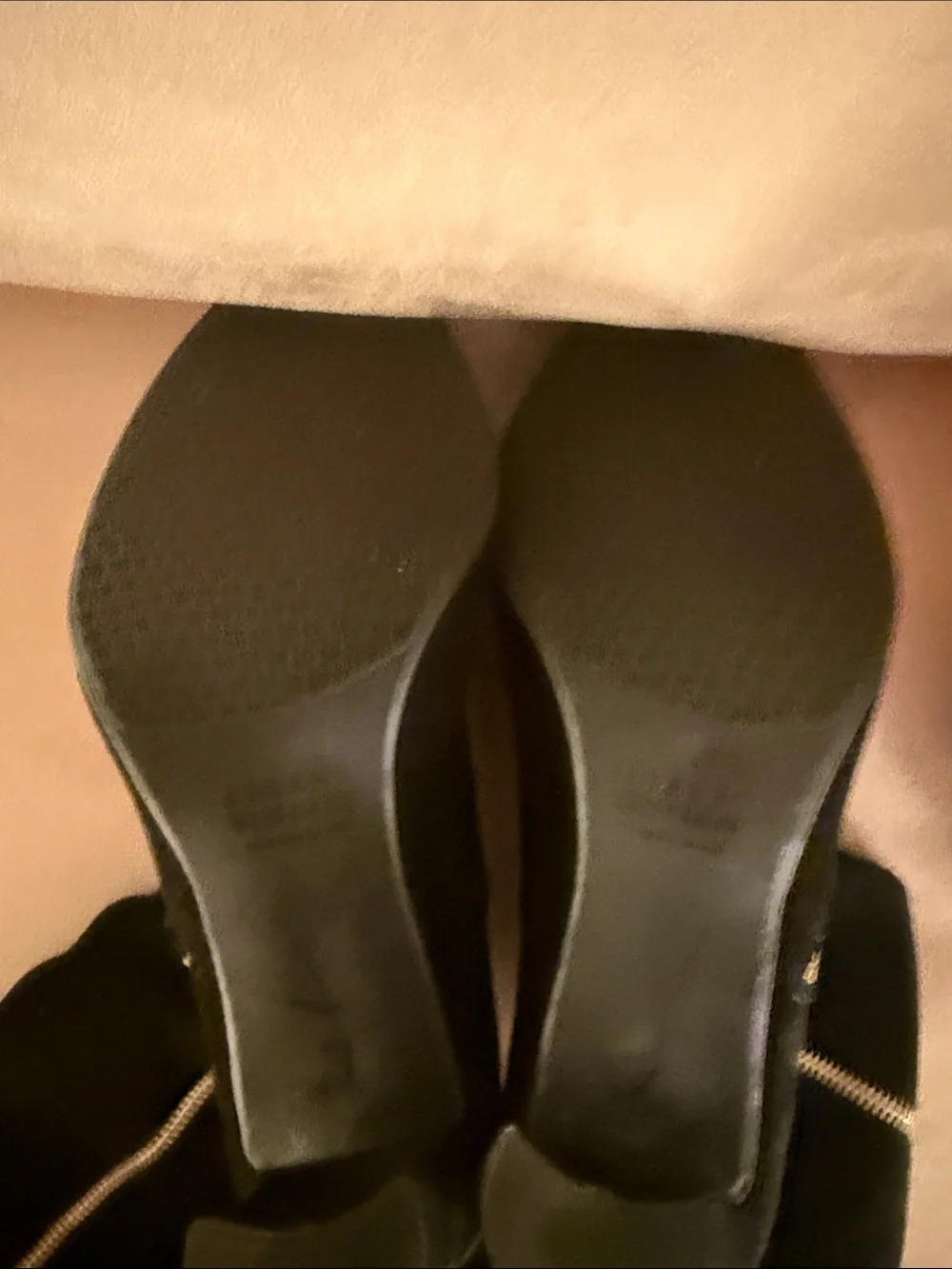 Stuart Weitzman Black Suede Over-the-Knee Heeled Boots with Side Zip